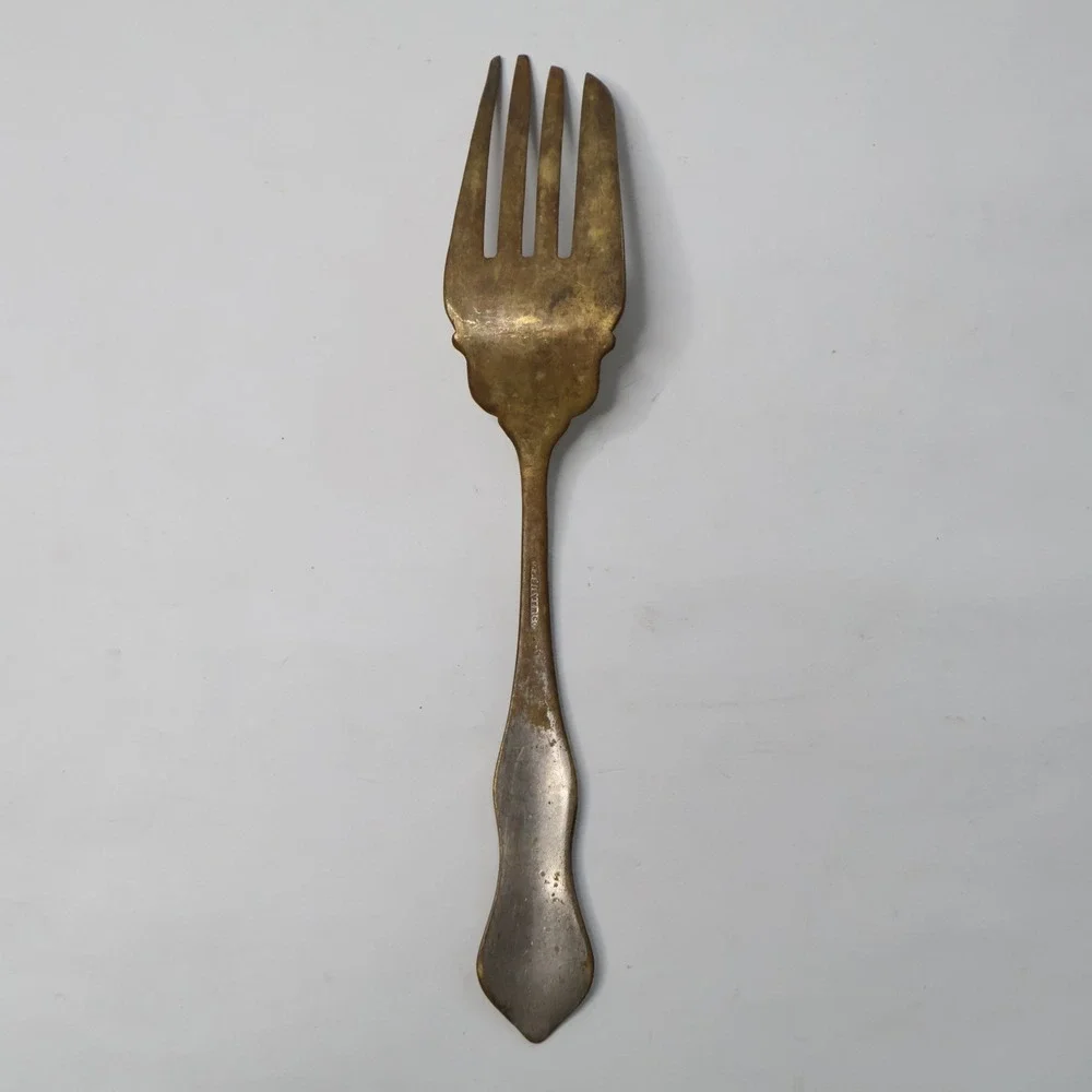 Antique‎ US Silver Co Ornate Silverplate Cold Meat Fork Floral Scroll 8.5 Inch
